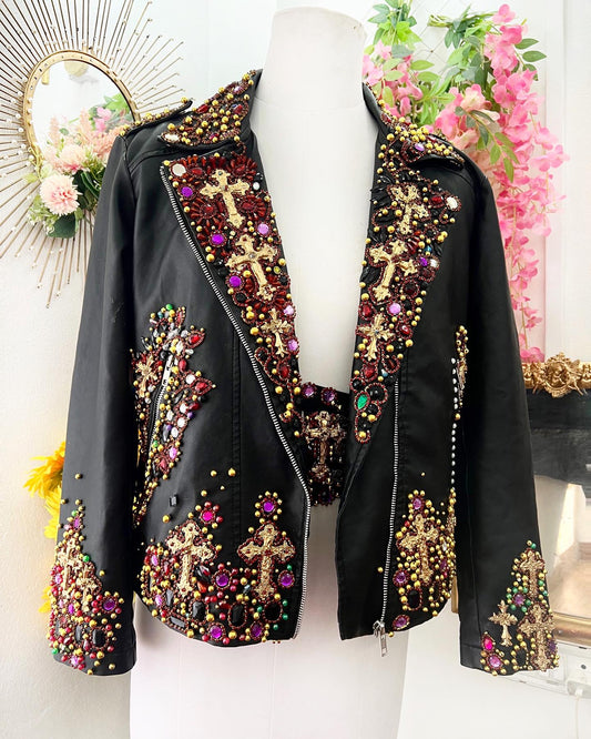 CUSTOM CRO STUDDED LEATHER JACKET