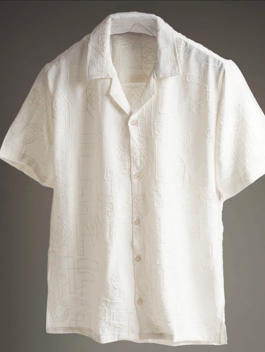 LINEAR LUXE WHITE KNITTED SHIRT