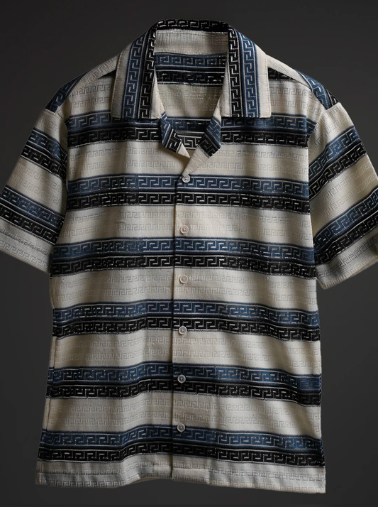 OCEAN WAVES STRIPE KNITTED SHIRT